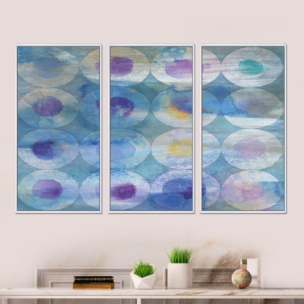 DesignArt Watercolor Geometrical Circles I Framed On Canvas 3 Pieces ...