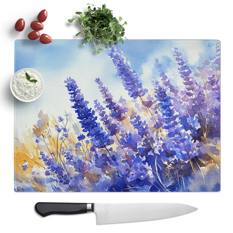 Lavender Flower Styled  Glass Chopping Board