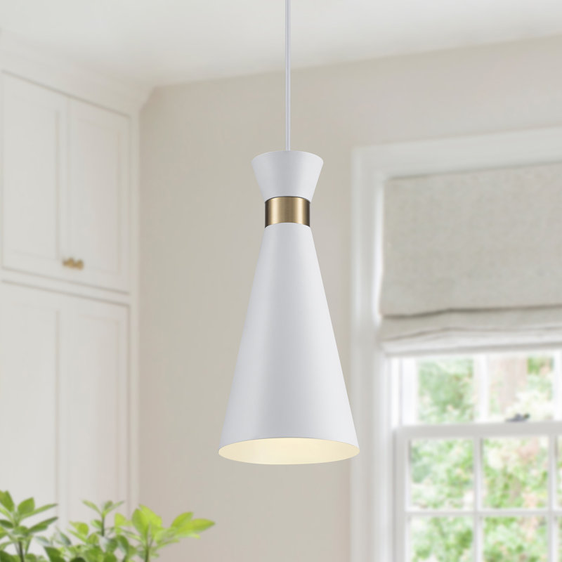 Luminaire suspendu conique 1 lumière Persei, Blanc