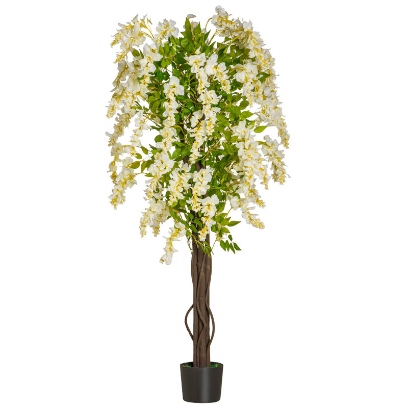 160 cm H Faux Tree Plant in Cement Pot