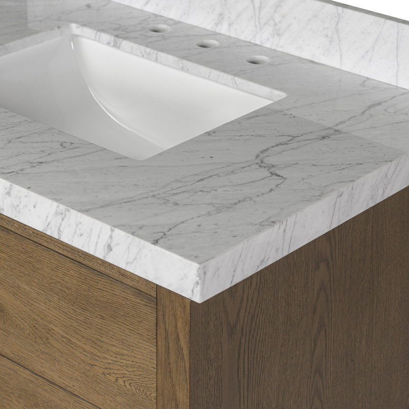 Meuble-lavabo simple Abington - marbre de Carrare, Brun