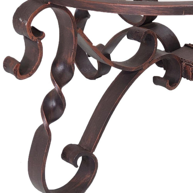 High End Coffee Table Snazzy Scroll Round Hammer Copper Top -1212 Aaa