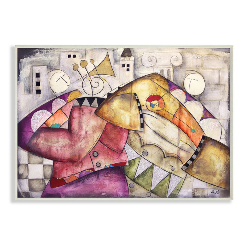 «Colorful Geometric Abstract Trumpet Drums Band Paint», impression sur toile, H 13 po x l 19 po x P 0,5 po, Plaque murale