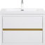Ensemble de meuble-lavabo flottant mural blanc brillant