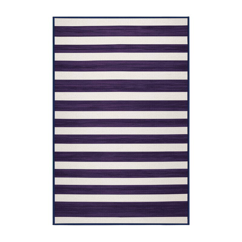 Tapis mauve à rayures horizontales lavable à la machine, Rectangulaire 2 pi x 3 pi