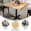 Table carrée commerciale en bois massif avec base en X à hauteur de salle à manger-1172670994-1172670993-1172670990