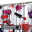 Rideau de douche violet et bleu avec 12 crochets-1854416913