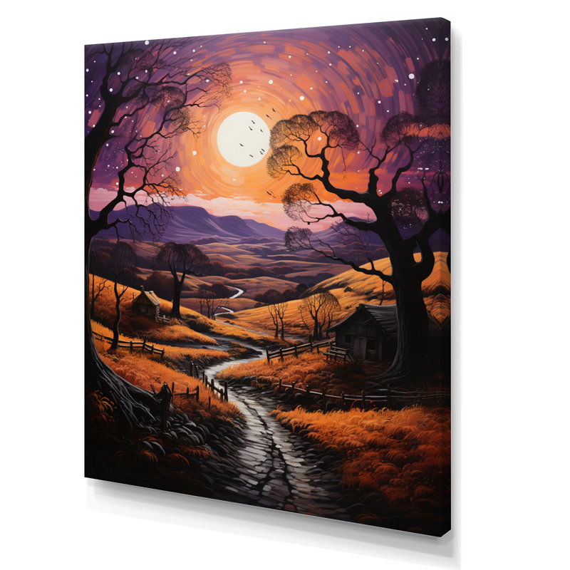«Lokapala Countryside Crimson Dusk Landscape II», reproduction, H 20 po x l 12 po x P 1 po, Toile tendue