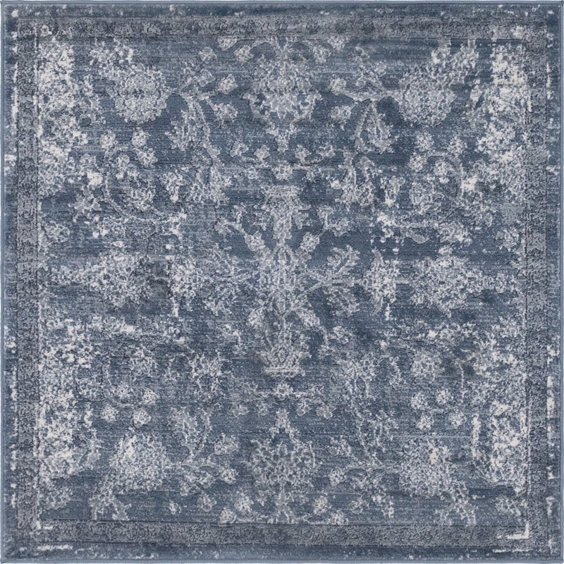Charters Towers Oriental Blue Area Rug, Square 4'1"