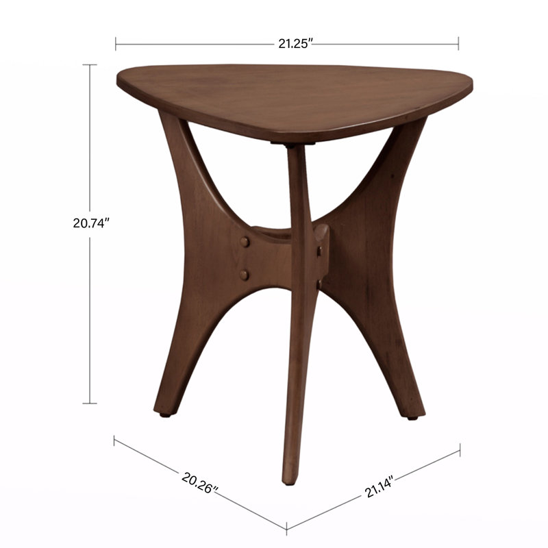 Table basse Mid-Century Triangle - Table d'appoint en bois de pacane pour le salon