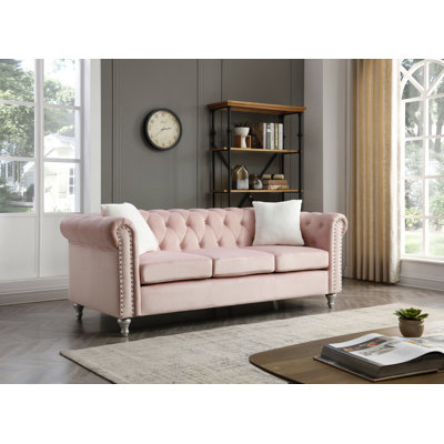 Raisa 83in Sofa, Pink