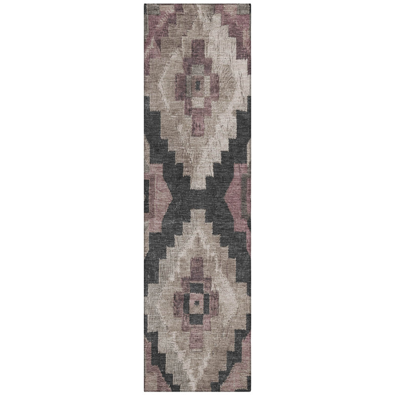 Machine Washable Indoor/Outdoor Xhevrie Taupe Rug, Runner 2'3" x 7'6"