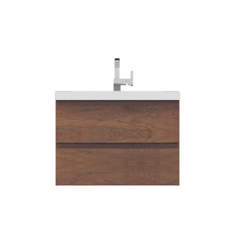 Arjina 30'' Single Bathroom Vanity with Solid Surface Top, Rosewood