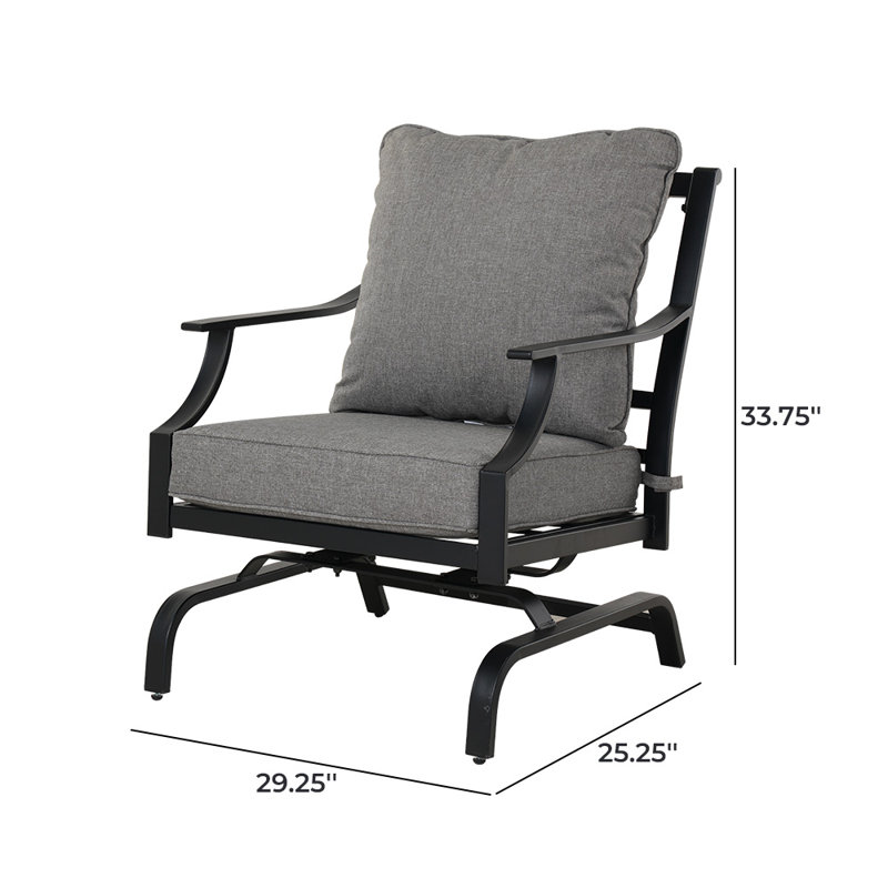 Patio Rocker Chairs with Cushions, Dark Grey