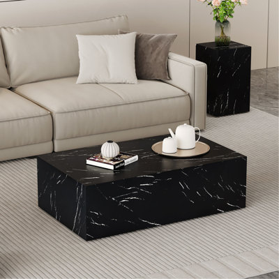 Table basse 39,3 * 23,6 * 11,8 pouces en bois aggloméré à texture marbrée - Design luxueux, décoration parfaite pour le salon. Table basse à texture tendance, adaptée à diverses situations et scènes