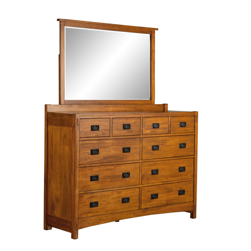 Commode double en bois massif et miroir Jacklin