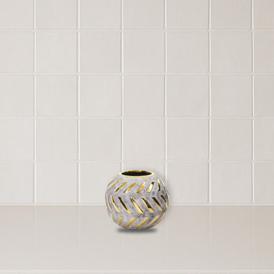 Regal Round Stone Vase with Gold Accents