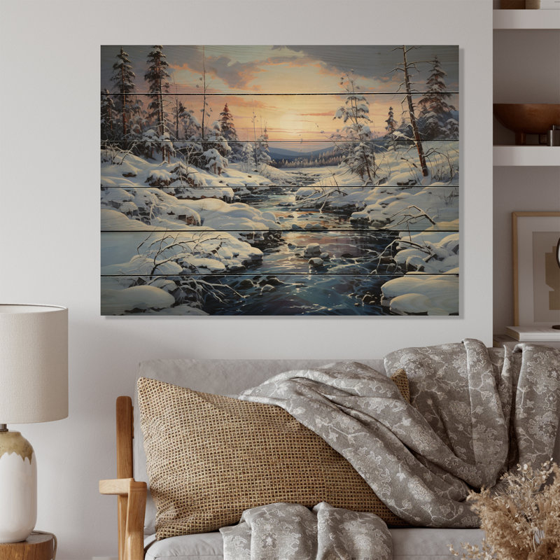 Winter Country Charm Landscape III sur impression sur bois, H 30 po x l 40 po x P 0,78 po