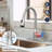 Kitchen Faucet With Pull Down Sprayer And 4 Spraying Modes Commercial 1 Or 3 Hole Kitchen Faucets With Locking Buckle For Farmhouse Rv Bar Sinks