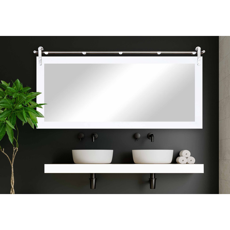 Karlyn Engineered Wood Flat Mirror, White, 30.5 x 61.5