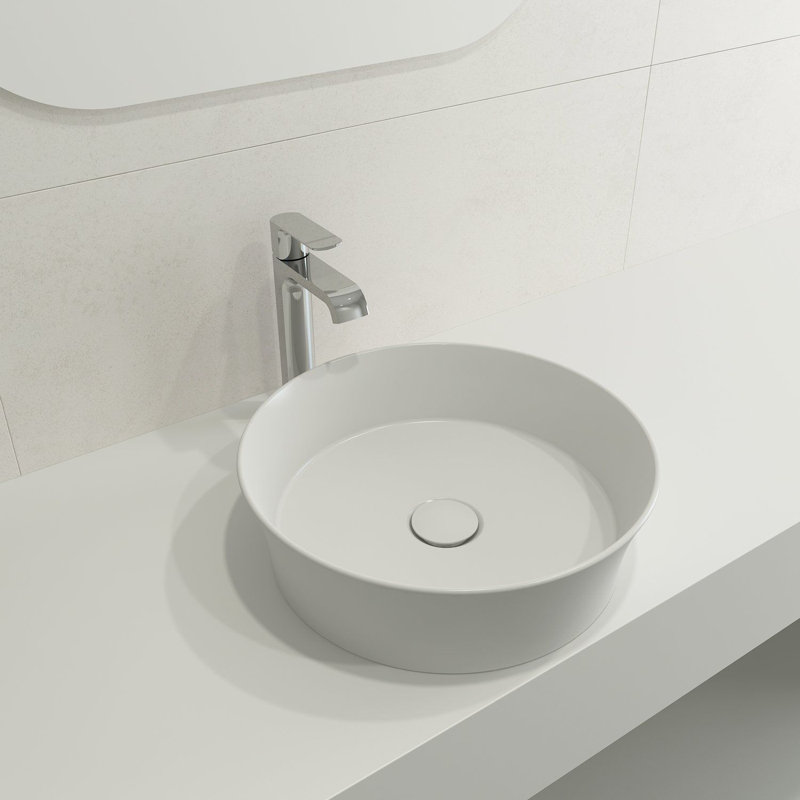 BOCCHI Sottile 15.04'' Fireclay Circular Bathroom Sink, Matte White