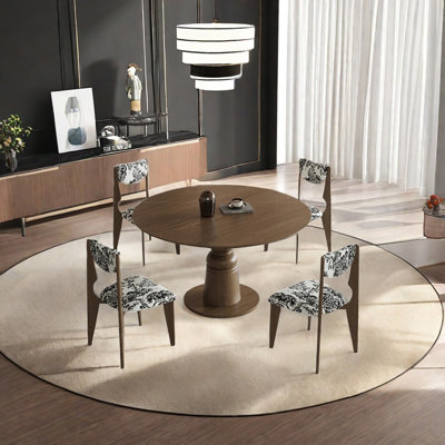 Round ash dining table set