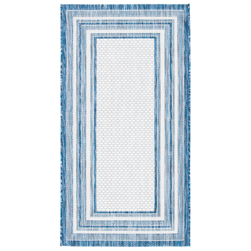 Austa Ivory/Navy Indoor/Outdoor Rug, Rectangle 79 x 152 cm