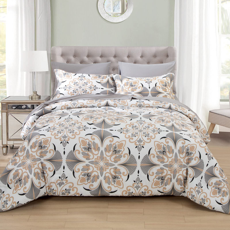 Ensemble d'édredon EMME 5/7 pièces, ensembles de literie gris ultra doux Ensemble de literie brossé toutes saisons
