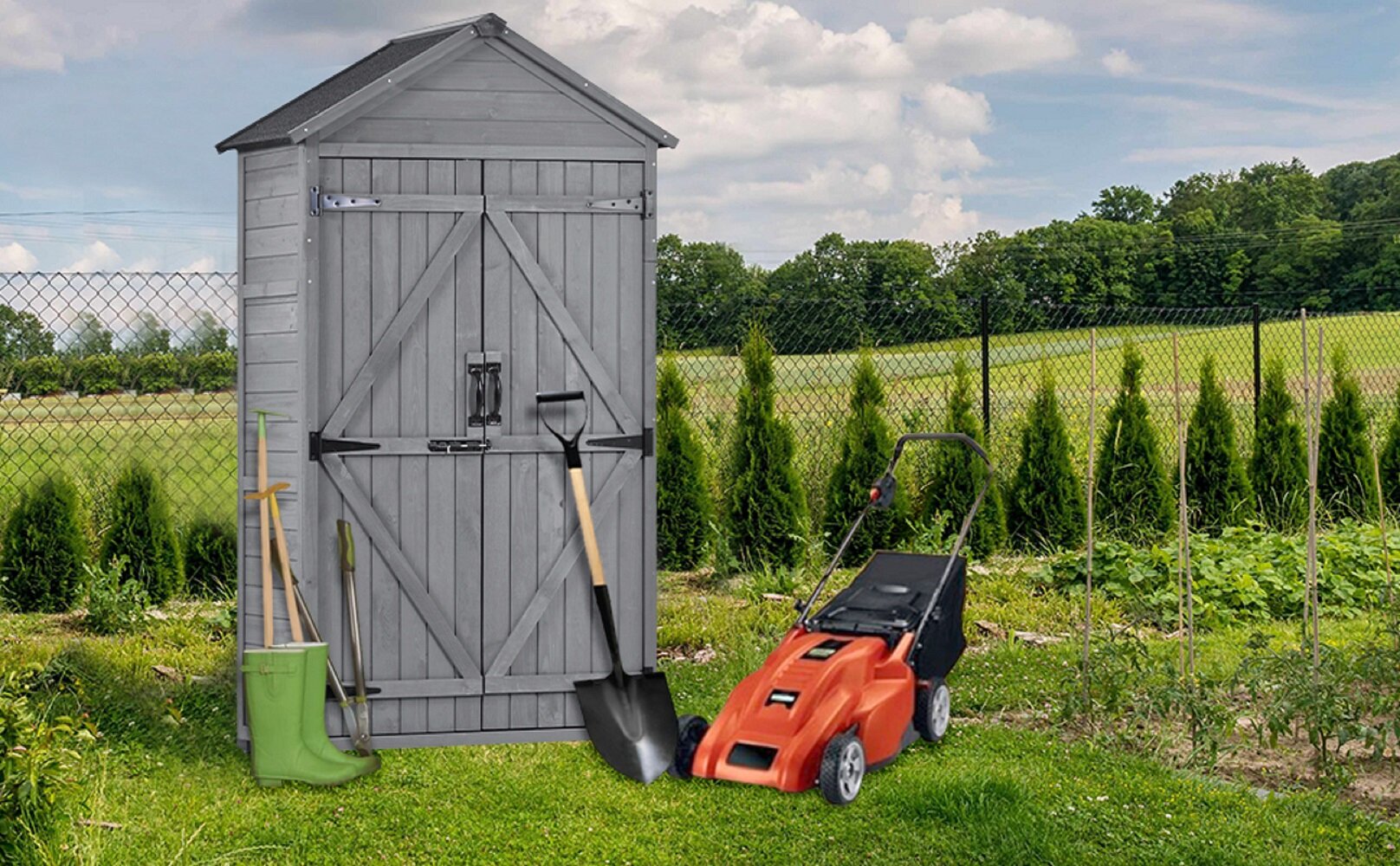 Double Wall Resin Outdoor Tool Storage Shed 70.5