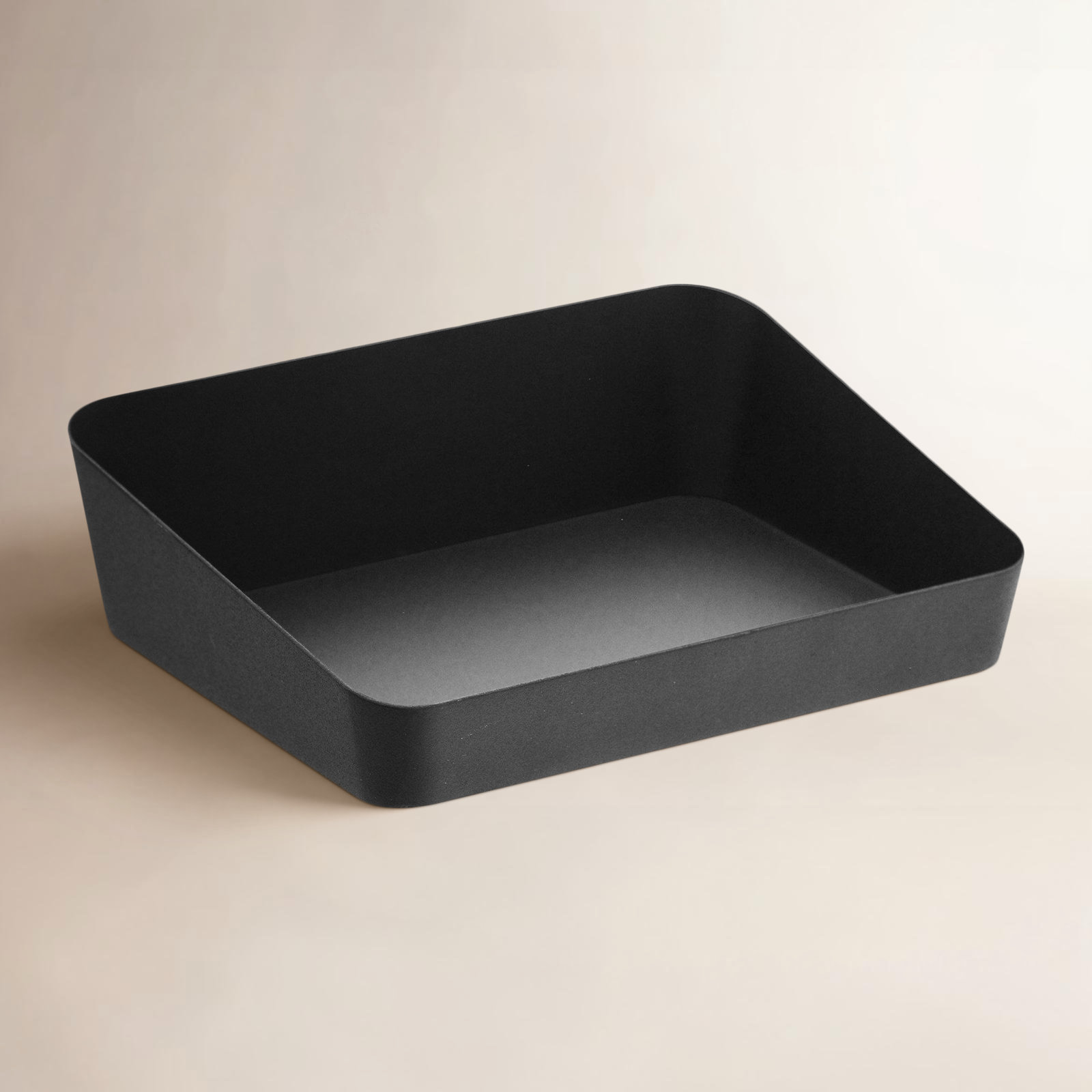 Yamazaki Home Sloped Steel Vanity Tray, Black, 2" H x 6.9" W x 5.3" D