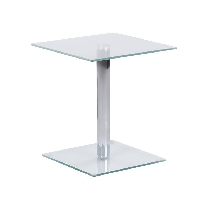 Column Glass Top Pedestal End Table