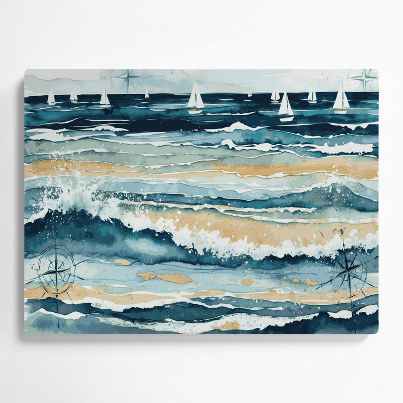 Nautique, couleurs côtières, art mural en métal beige, H 12 po x l 18 po
