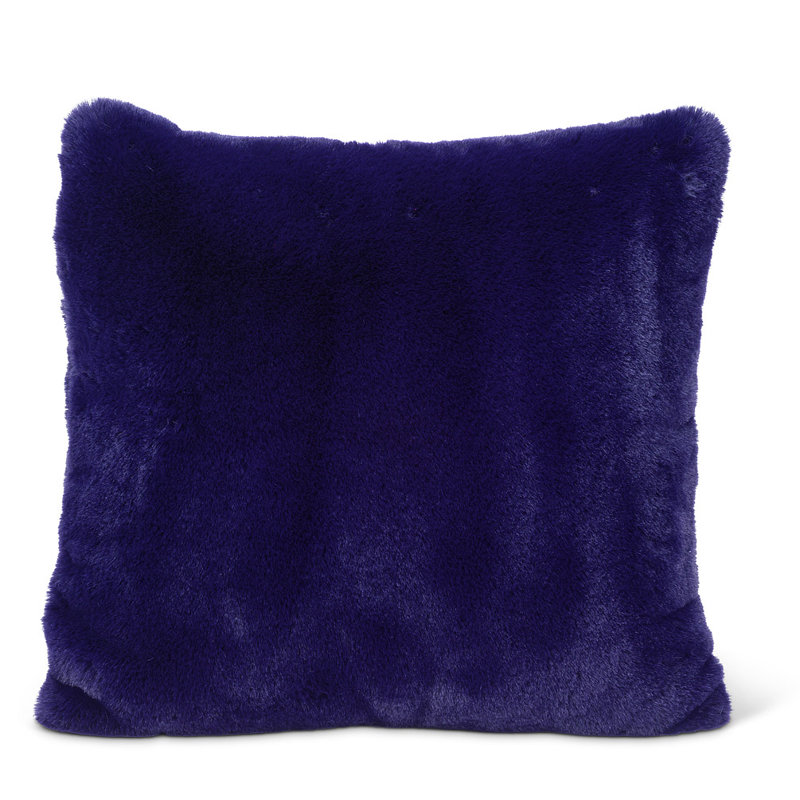 Oreiller luxueux en fausse fourrure, Bleu marine