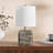Kovac 16" Tall Stone Table Lamp with Fabric Shade in Grey Veined Travertine-417437401
