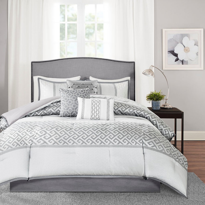 Édredon de luxe 7 pièces - Grand avec jupe de lit décorative et taies décoratives, Aqua