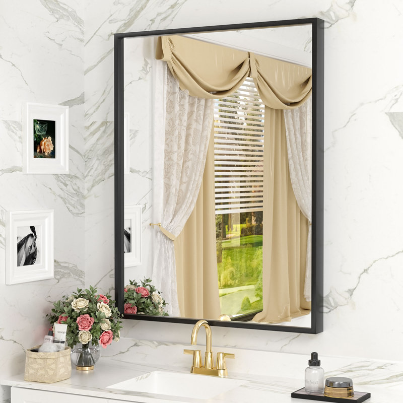 Miroir mural Amara, 36 po x 28 po, Matte Black