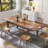 Classic Brown Rectangular Extendable Dining Table with Expandable Design, 106.5-Inch Large Kitchen Table for Up to 14 Guests