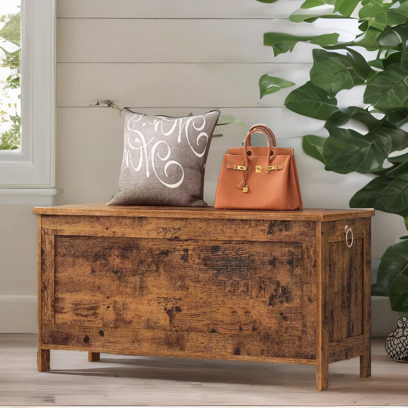 Quang Rectangle Chest Accent Storage Chest Ottoman Box Rustic Bedroom Furniture, 48cm H x 100cm W x 40cm D