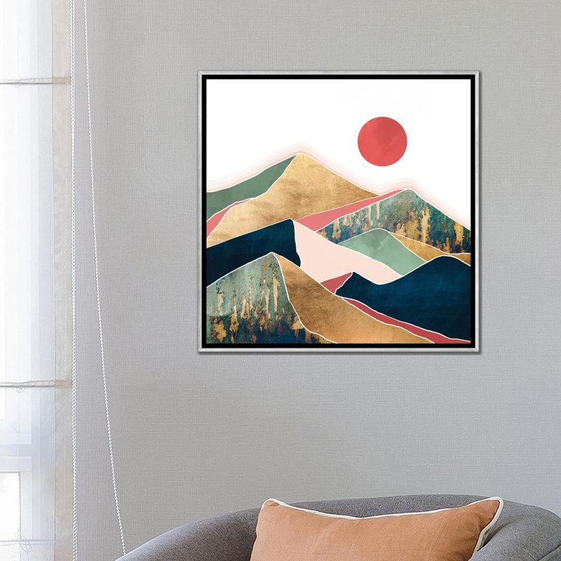 Printemps crépuscule - impression d'art graphique, Aucun mat, H 26 po x l 26 po x P 1,5 po, Toile avec cadre argenté