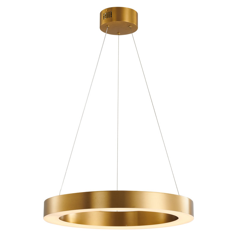 Streeter Transitional 1-Light LED Halo Ring Chandelier, 3" H x 21.6" W x 21.6" D, Antique Brass