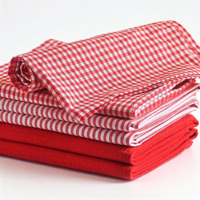  Ensemble de 6 linges à vaisselle en vrac 18 po x 28 po - Essuie-tout en coton pour le séchage de la cuisine - Essuie-tout à carreaux vichy à rayures rouges très absorbants - Pano De Prato Para Cozinha - Serviettes en T