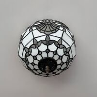 Plafonnier Tiffany en verre coloré blanc de style baroque avec ampoules DEL incluses: l 12 po x P 12 po x H 8 po