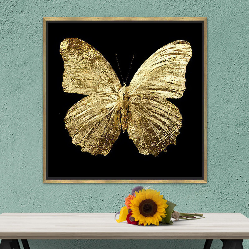 Impression moderne en verre trempé: œuvre d'art sur toile élégante pour décor chic, 1P GoldFramedCanves