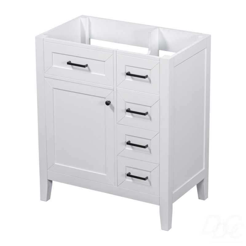Meuble-lavabo de 30 po sans lavabo, base d'armoire seulement, armoire de salle de bain avec tiroirs, structure solide et panneau de fibres à densité moyenne