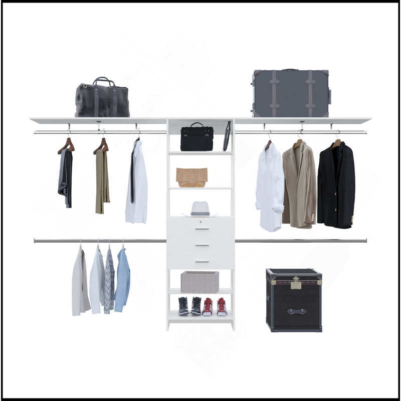 Système de placard, 3 tiroirs, 5 tablettes, Blanc
