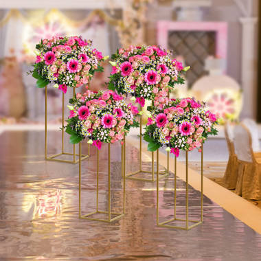 Cindel 4pcs Gold Flower Floor Stand Metal Column Flower Stand Flower Arrangement Mercer41