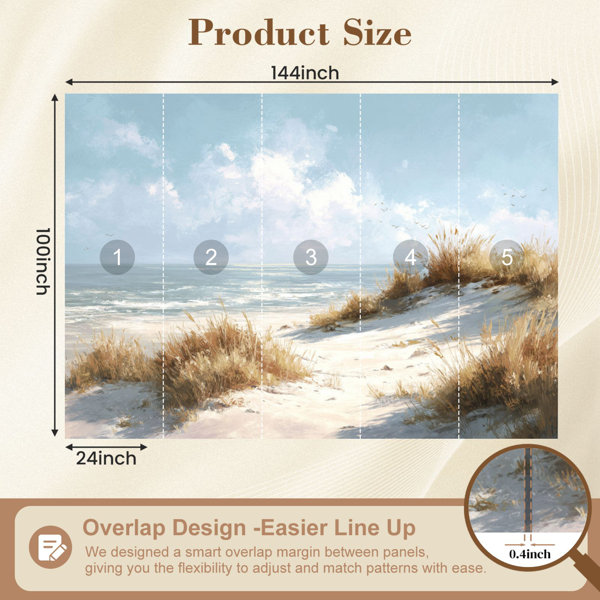 Red Barrel Studio Coastal Peel and Stick Wallpaper Tranquil Ocean View ...