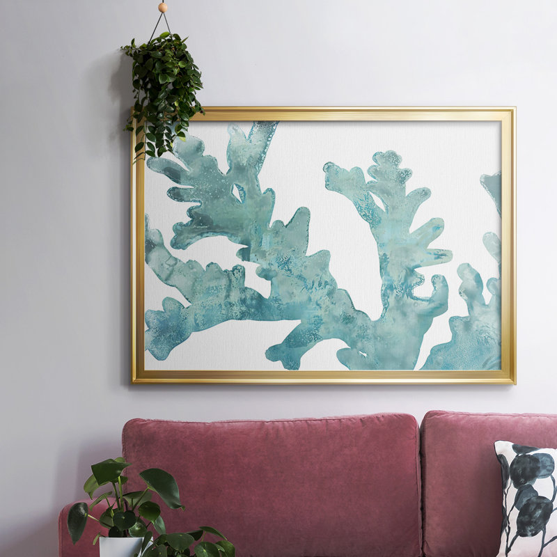 Blue Macro Coral II, reproduction d'art sur toile, H 14 po x l 20 po x P 1,5 po, Or