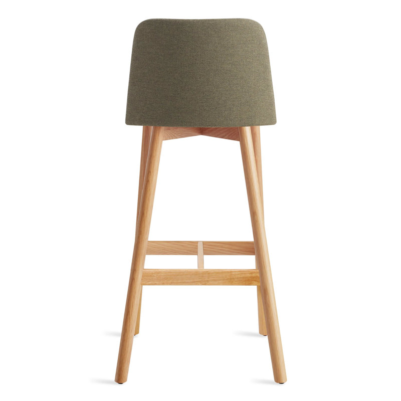 Chip Stool, White Oak, Bar Stool (31" Seat Height), Toohey Olive Plainweave