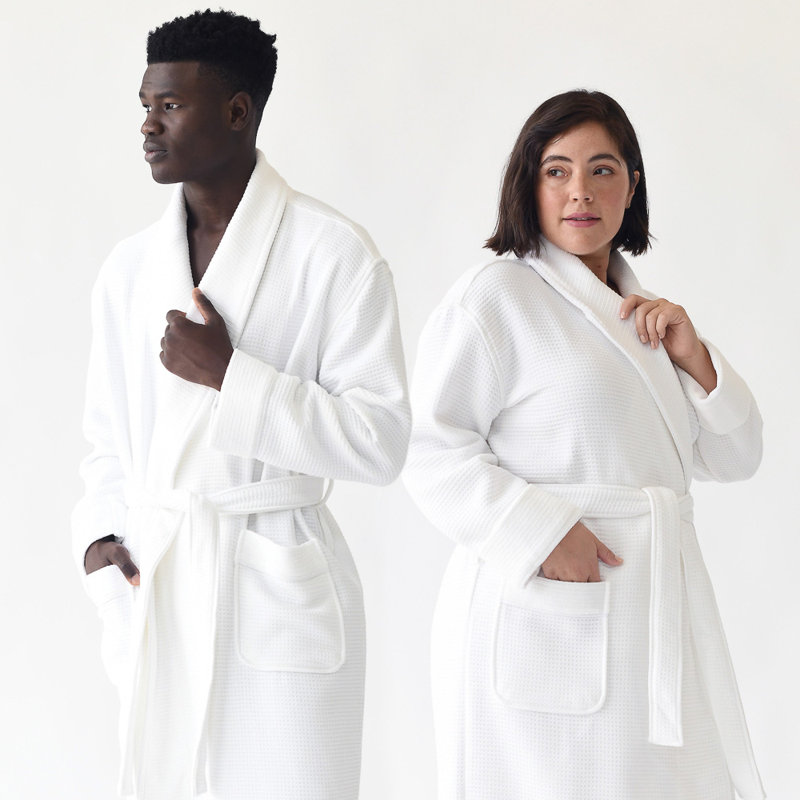 Waffle Bath Robe, White, XXL